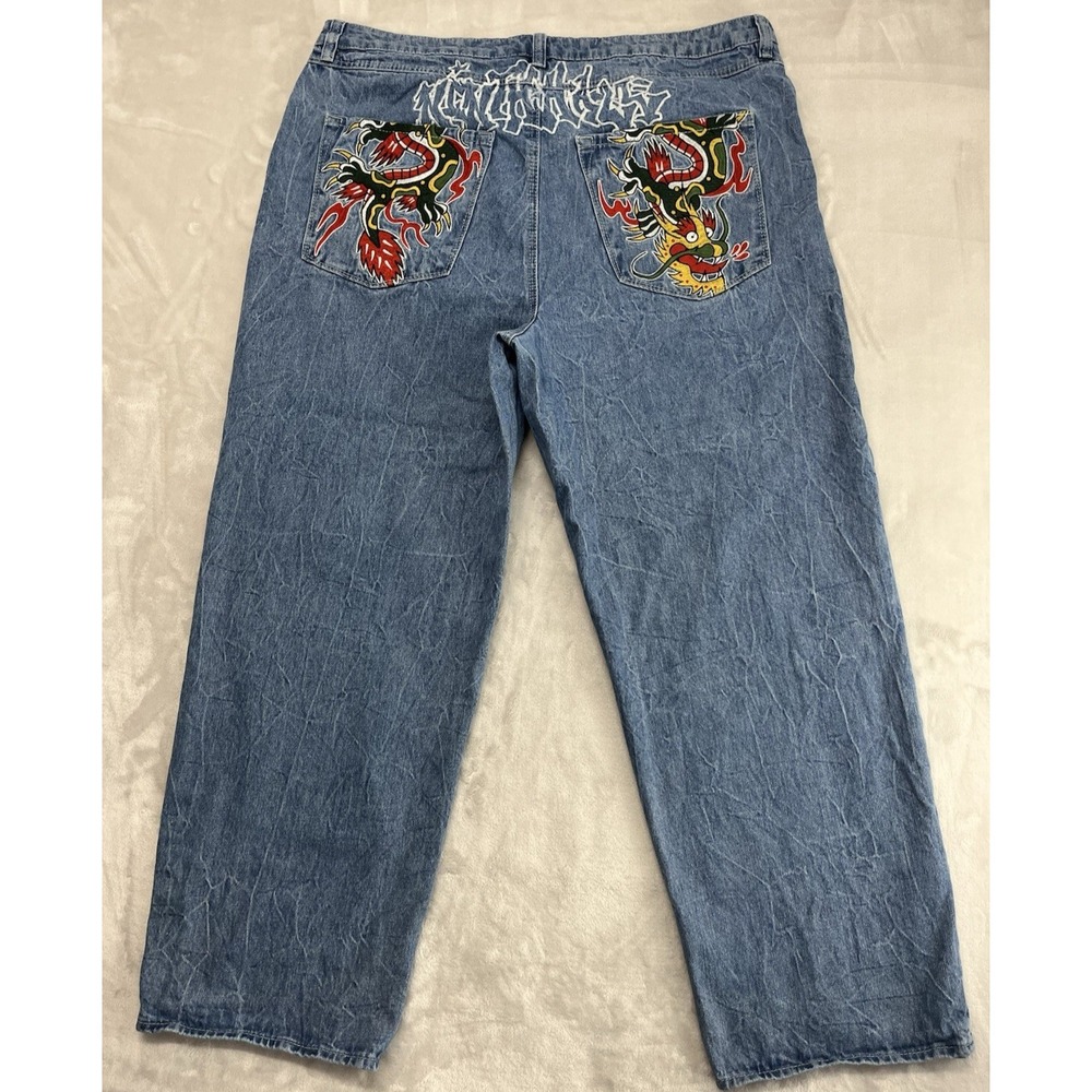 Ninth Hall Ambush Jean Men 40 Blue Wash Dragon Embroidered Straight Baggy Y2K